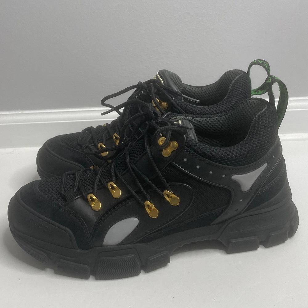 Gucci Team Flashtrek Black Lace up Hiking Sneakers Size 9.5 Italy - Picture 5 of 15